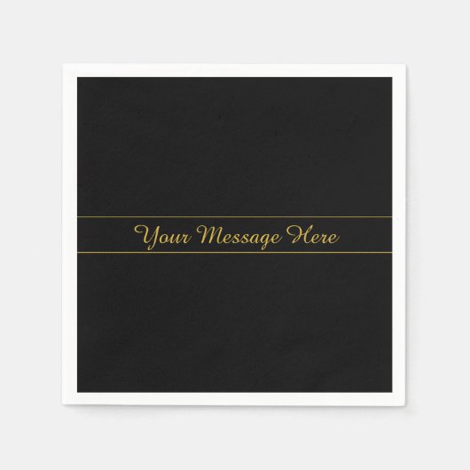 Einfaches anpassbares Gold- und Schwarz-Textdesign Serviette (Vorderseite)