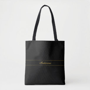 Einfaches anpassbares Gold- und Schwarz-Textdesign Tasche