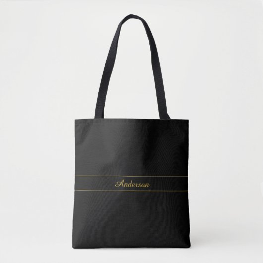 Einfaches anpassbares Gold- und Schwarz-Textdesign Tasche (Vorderseite)