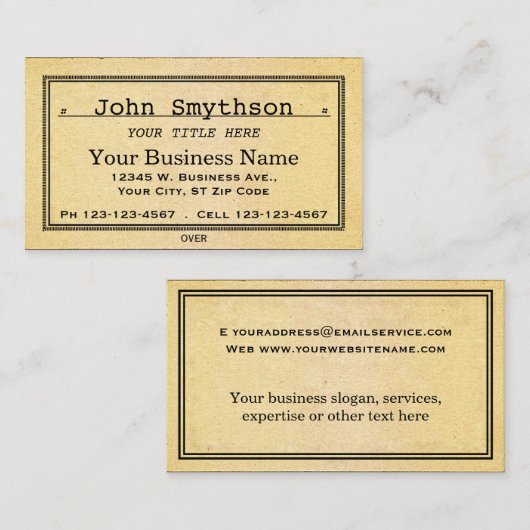 Einfaches antikes altes gealtertes Papier Visitenkarte (Vorne/Hinten)