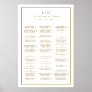 Einfaches Antikes Gold Monogramm Hochzeits-Sitzpla Poster