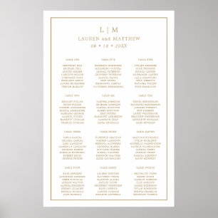 Einfaches antikes goldenes Monogramm-Hochzeitssitz Poster