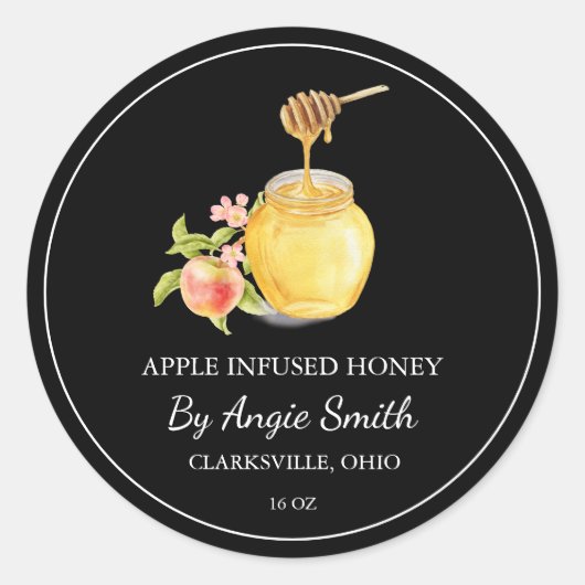 Einfaches Apfel-Infusionshonig-Label Runder Aufkleber (Vorderseite)