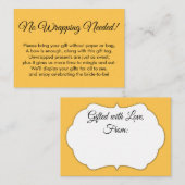 Einfaches Apricot-Brautparty "No Wrapping Benötigt Begleitkarte (Vorne/Hinten)