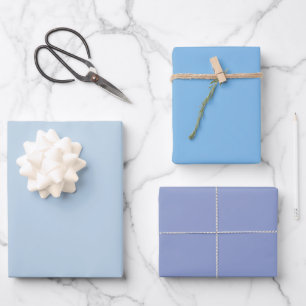 Einfaches Aqua Kohle Decken Blau Schattierungen 3 Geschenkpapier Set
