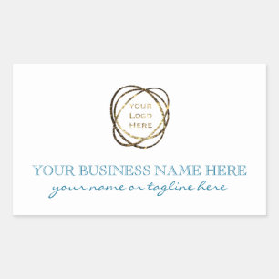 Einfaches Aqua Turquoise Add Business Logo Rechteckiger Aufkleber