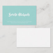 Einfaches Aqua Turquoise Handgeschriebenes Brush-S Visitenkarte (Vorne/Hinten)