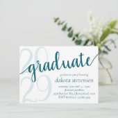 Einfaches Aquamarines Abitur | Dark Jade Green Scr Einladung (Stehend Vorderseite)