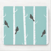 Einfaches Aquamarines Blaue Vogelbaum-Muster Mousepad (Vorne)