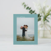 Einfaches Aquamarines HAUSHALTSWedding-Foto Dankes (Stehend Vorderseite)