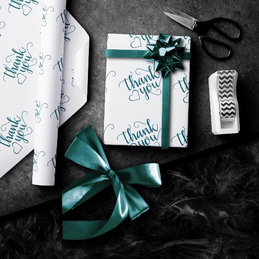 Einfaches Aquamarines Skript | Dark Midnight Green Geschenkpapier
