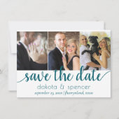 Einfaches Aquamarines Skript | Dark Midnight Green Save The Date (Vorderseite)