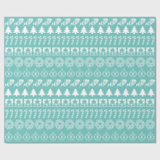 Einfaches aquamarines und Weiß rudert Geschenkpapier (Flach)