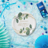 Einfaches Aquarell-Grün-botanische Babyparty Pappteller (Party)
