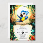 Einfaches Aquarell-Parrot Einladung (Vorne/Hinten)