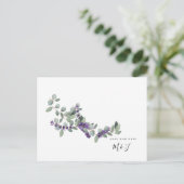 Einfaches Aquarelllavender & Foliage Save the Date Postkarte (Stehend Vorderseite)