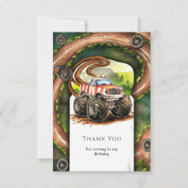 Einfaches Aquarellmonster Truck Geburtstag Dankeskarte