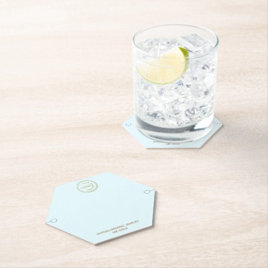 Einfaches Armband-Display mit Logo auf hellblau Untersetzer (Vor Ort)