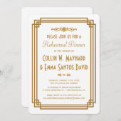 Einfaches Art Deco Weißes Probe Dinner lädt ein Einladung (Vorne/Hinten)