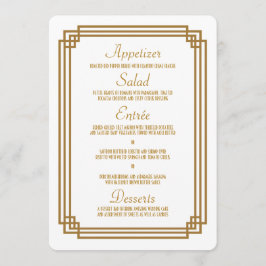 Einfaches Art Deco White Wedding Menü Menükarte