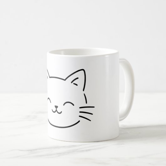 Einfaches ästhetisches Kitty-Design Kaffeetasse (VorderseiteRechts)