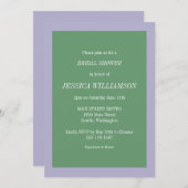 Einfaches ästhetisches Lila und grünes Brautparty Einladung (Vorne/Hinten)