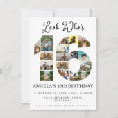 einfaches Aussehen, der 16 Foto Collage 10 Geburts Einladung (Vorderseite)