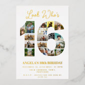 einfaches Aussehen, der 16 Foto Collage 10 Geburts Folieneinladung (Vorderseite)