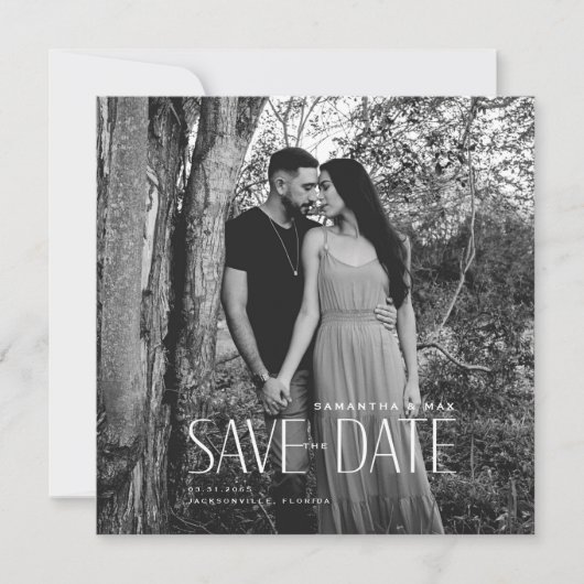 Einfaches B/W-Foto Modernes Quadrat Rett Datum Save The Date (Vorderseite)