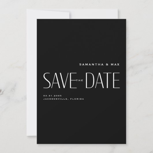 Einfaches B/W Modern Monogramm Save the Date (Vorderseite)