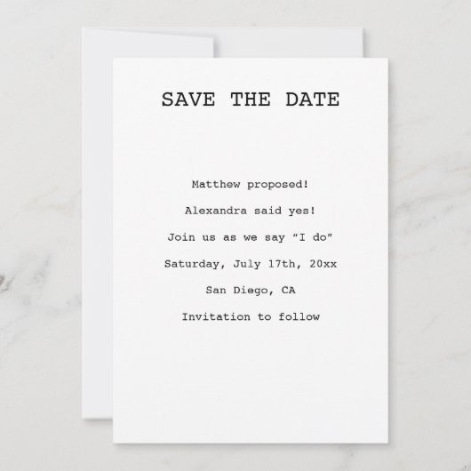 Einfaches B&W Script Minimalistisch Heart Vertical Save The Date (Rückseite)