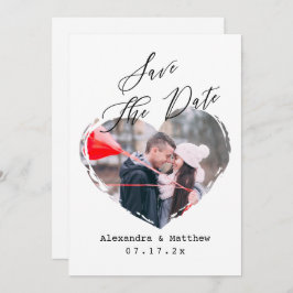 Einfaches B&W Script Minimalistisch Heart Vertical Save The Date