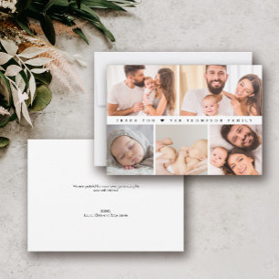Einfaches Baby 5-Foto-Raster Neugeborenes Danke Einladung