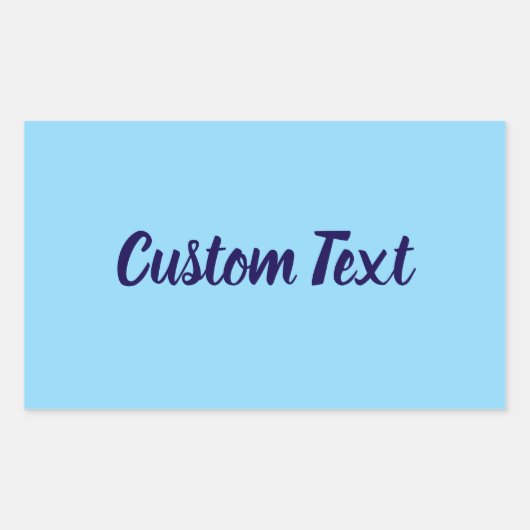 Einfaches Baby Blue mit Blue Script Text Template Rechteckiger Aufkleber (Vorderseite)