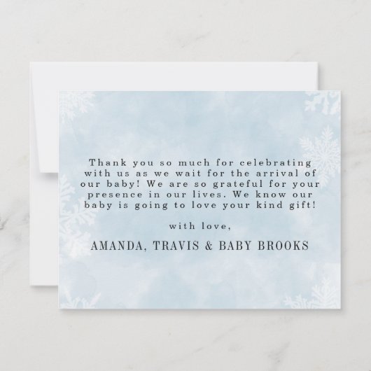 Einfaches Baby Es ist kalt draußen im Winter Dusch Dankeskarte (Rückseite)