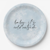 Einfaches Baby Es ist kalt draußen Winter Baby Dus Pappteller (Vorderseite)