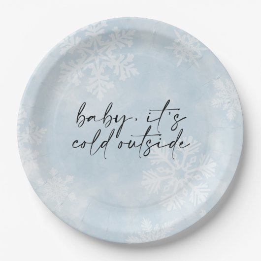 Einfaches Baby Es ist kalt draußen Winter Baby Dus Pappteller (Vorderseite)
