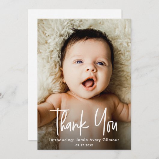 Einfaches Baby Foto Handletting Birth & Danke (Vorne/Hinten)