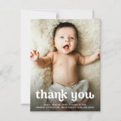 Einfaches Baby-Foto Moderne Typografie Vielen Dank Magneteinladung (Vorderseite)