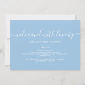 Einfaches Baby-Foto-Skript Begrüßung von Boy Blue Ankündigung (Rückseite)