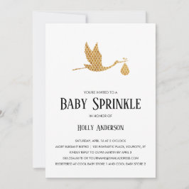 Einfaches Baby Sprinkle Preppy Gold Stork w Bundle Einladung