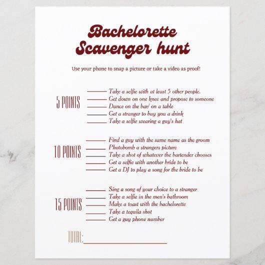 Einfaches Bachelorettenjagdspiel (Vorderseite)