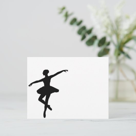 Einfaches Ballett Schwarz-weiß Ballerina Postkarte (Stehend Vorderseite)