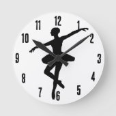 Einfaches Ballett Schwarz-weiß Ballerina Runde Wanduhr (Vorderseite)