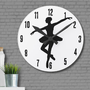 Einfaches Ballett Schwarz-weiß Ballerina Runde Wanduhr