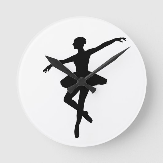 Einfaches Ballett Schwarz-weiß Ballerina Runde Wanduhr (Vorderseite)