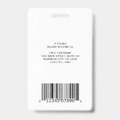 Einfaches Bar Code Foto Mitarbeiter Ausweis (Rückseite)