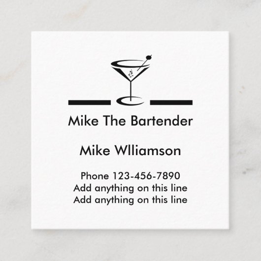 Einfaches Barkeeper-Profil Quadratische Visitenkarte (Vorderseite)