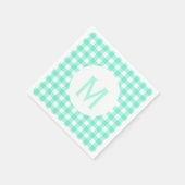 Einfaches Basic Neo Mint Green Gingham Monogram Serviette (Ecke)