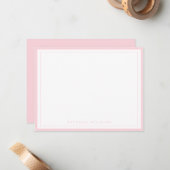 Einfaches Basis-Rosa-Rahmen-Briefpapier Mitteilungskarte (Vorderseite/Rückseite Beispiel)